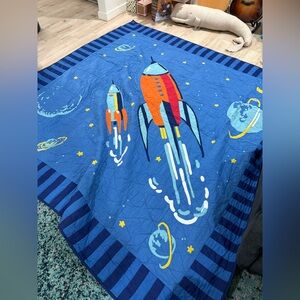 Garnet hill Rocket Ship Quilt- queen sized- new without tags- rare!!